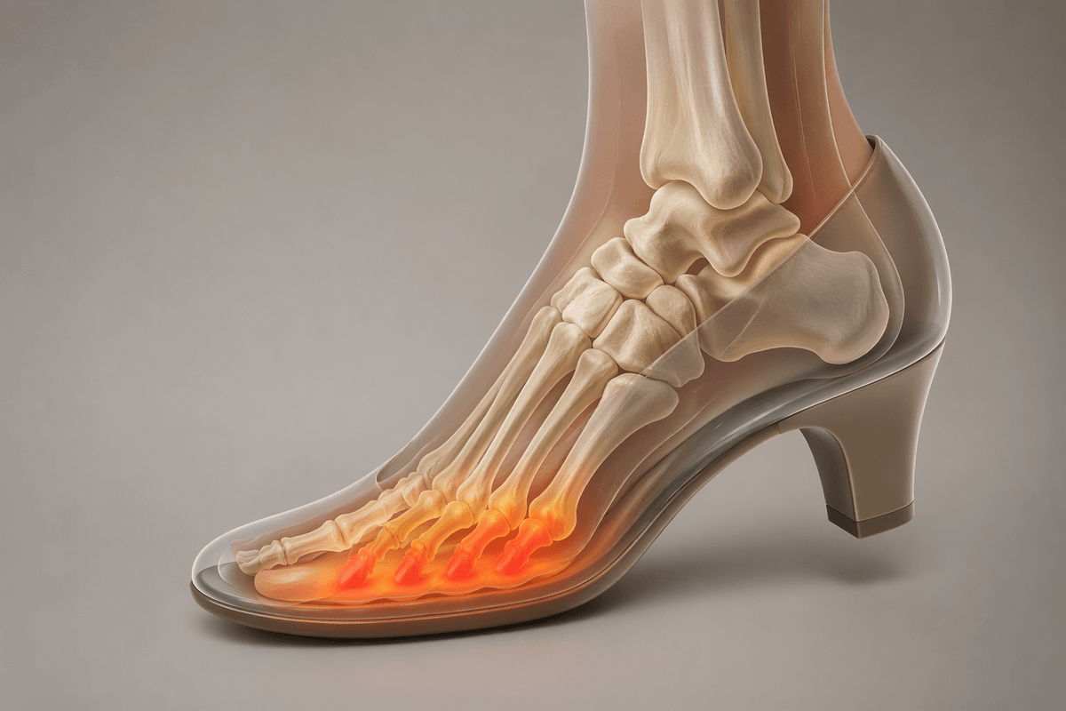 Heel height and toe shape quietly alter walking patterns